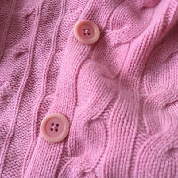 LXRI Pink Cable Knit Cashmere Cardigan Petite Medium - Picture 6 of 7